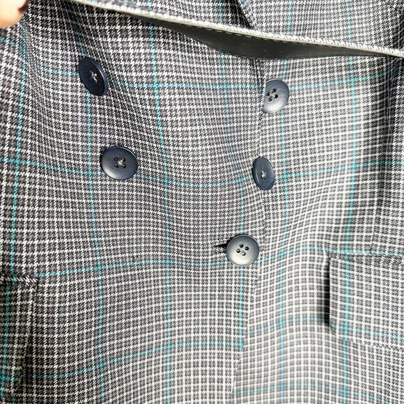 Jonathan Simkhai Womens Jacket Blazer Plaid Double Breasted Belted Blue Size 8 - Picture 4 of 7